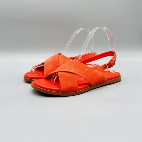 Cole Haan Sandals Womens 7 Orange Suede Grand 360 Slingback Flats Comfort Shoes - Picture 3 of 12